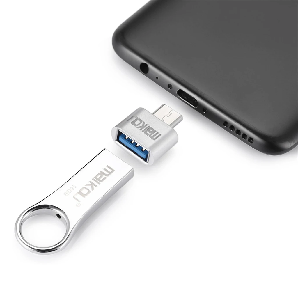 2Packs Portable USB 3.0 to USB Type C Adapter OTG Connector for All Type-C Devices for Smartphones Male-Female OTG Adapter