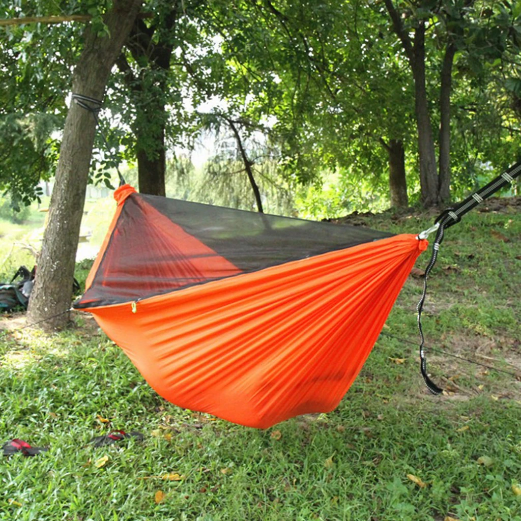 1 Person Outdoor Camping Hammock Tent Hanging Bed with Mosquito Net 210T Nylon Travel Hanging Bed Hunting Sleeping Swing