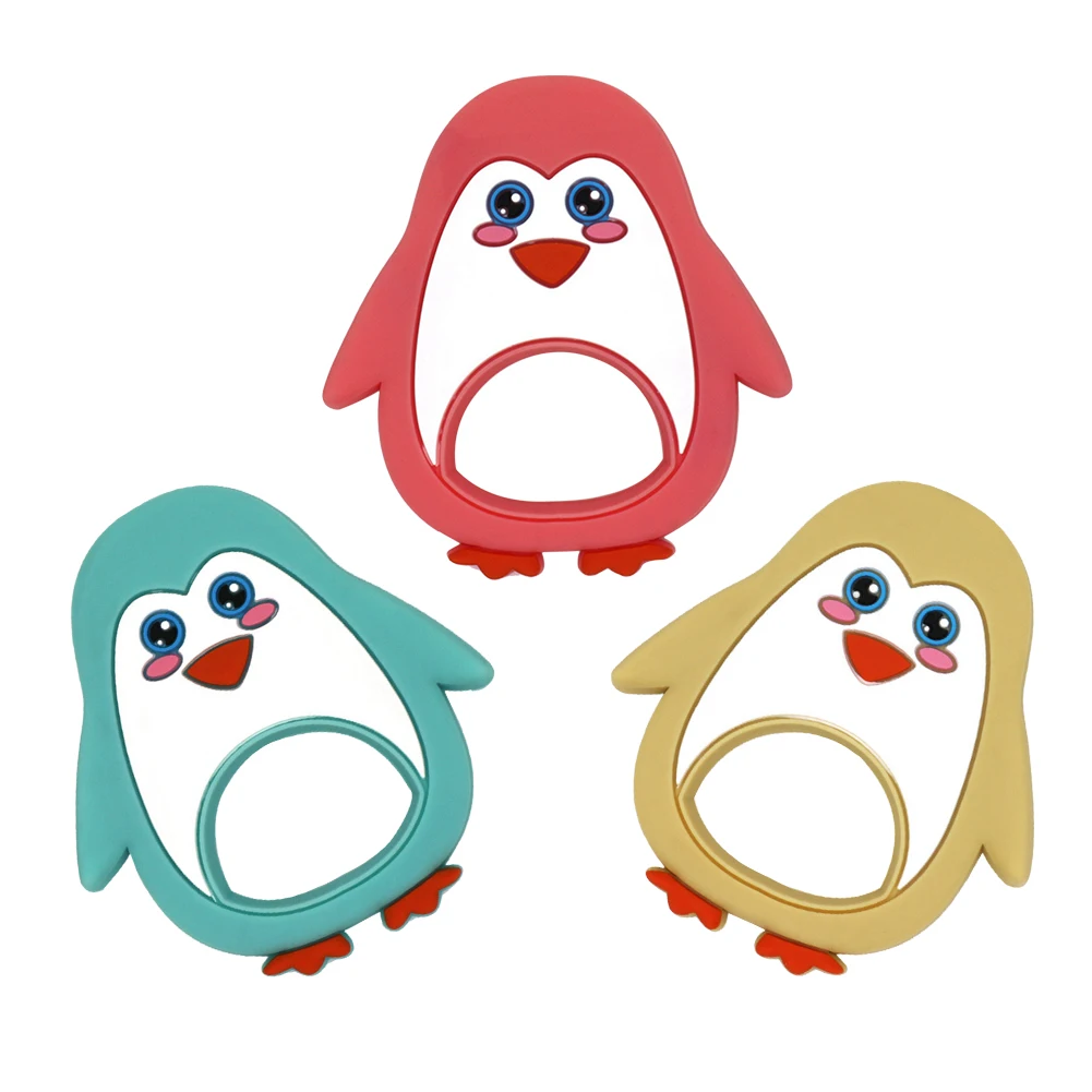 Пингвин силиконовый зажим для прорезывания зубов печенье силиконовые Подвески зубы десны палка Прорезыватель игрушки для детей Аксессуары