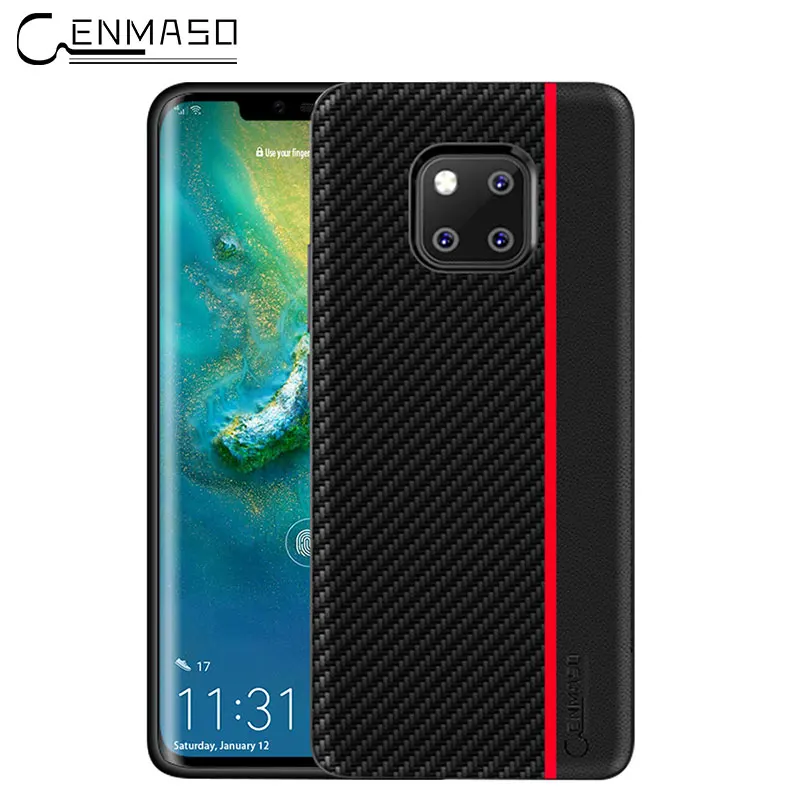 

CENMASO Original HUAWEI MATE 20 Pro Case Carbon Fiber + Genuine Leather Ultra Thin Back Cover HUAWEI MATE 20 Case Fitted Cover