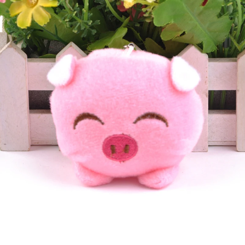 1 PC Women Bag Jewelry Party Gift Kid Toy Plush Doll Key Chain Ring Cartoon Pink Pig Ball Keychain Pompom Pendant Girl