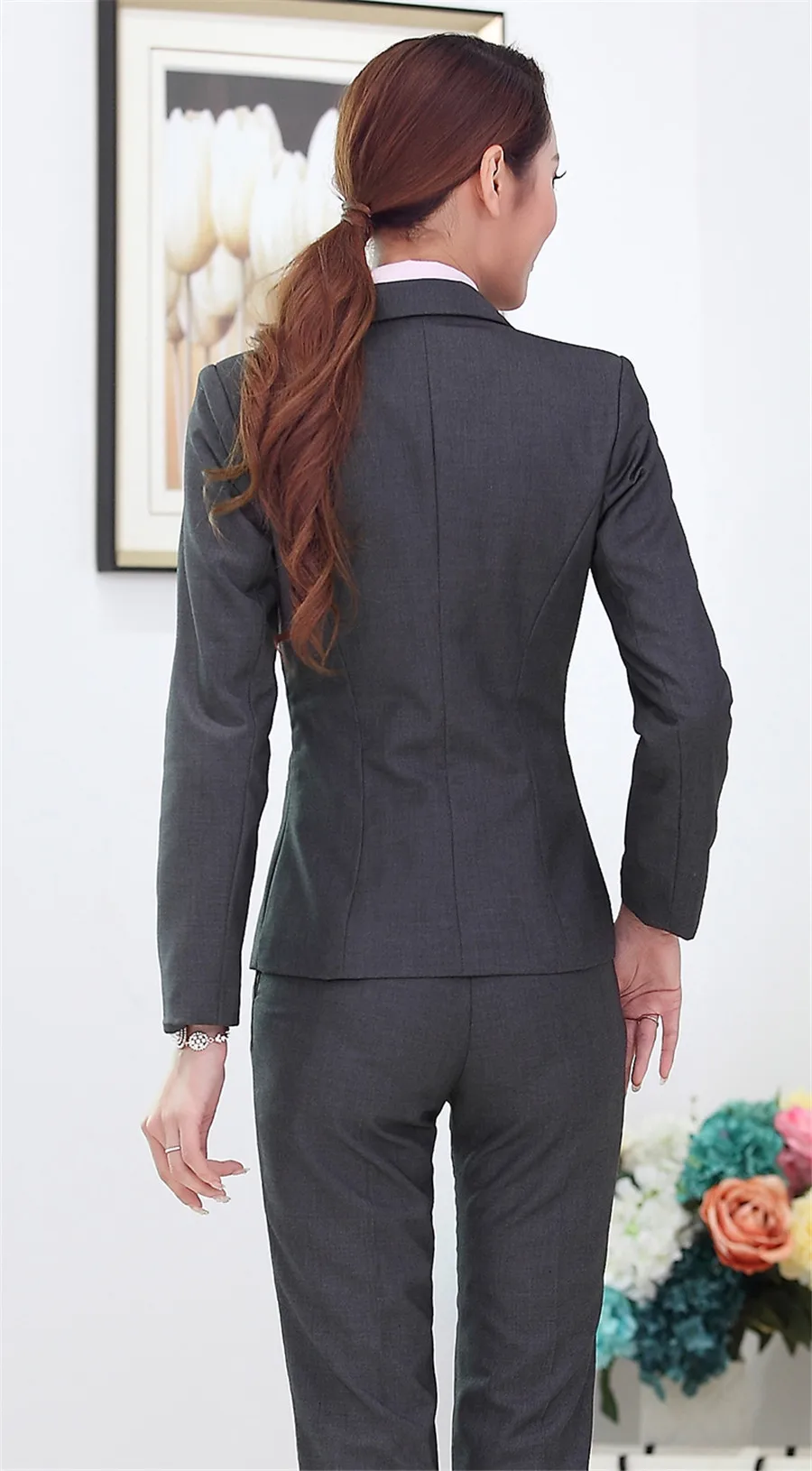 Новые блейзеры брюки костюм однотонный простой 2 шт. комплект длинный тонкий пиджак + брюки женские блейзеры и куртки плюс размер сплошной