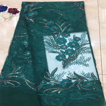 

African Net Lace Fabric With Sequins Mesh Embroidered 2019 High Quality French Tulle Laces Fabrics For Blouses 5Yards/Lot A2058