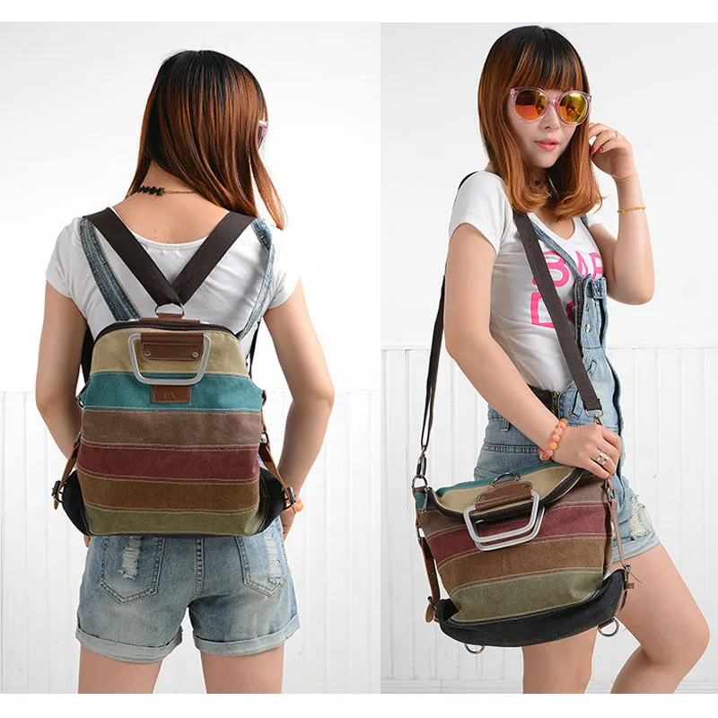 KVKY étnico arco iris de lona de las mujeres de Mochila mujer rayas multifunción Patchwork Mochila bolso de escuela Bolsas Mochila B842 KVKY étnico arco iris de lona de las mujeres de Mochila mujer rayas multifunción Patchwork Mochila bolso de escuela Bolsas Mochila B842