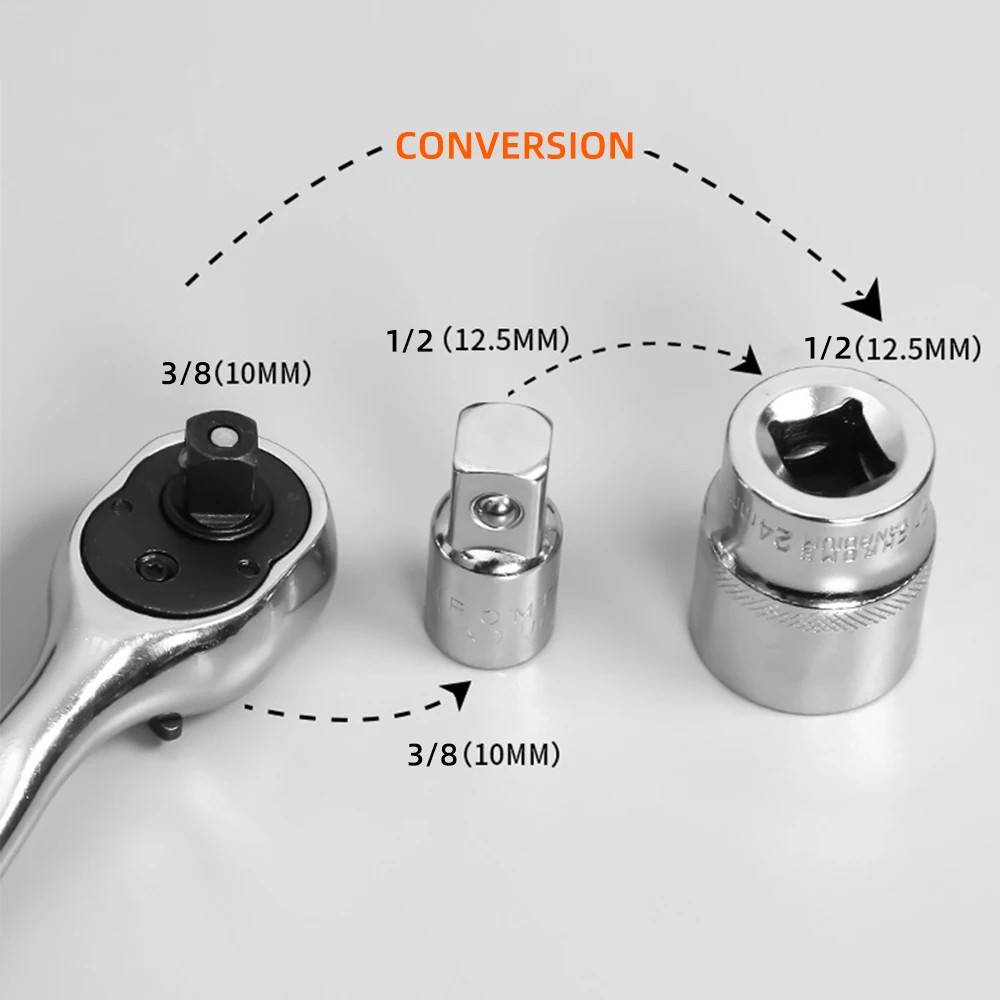 Ratchet Wrench Sleeve Head Converter 1/2" 3/8" 1/4" Adapter Car Repair Hand Tool Socket Wrench Accessories