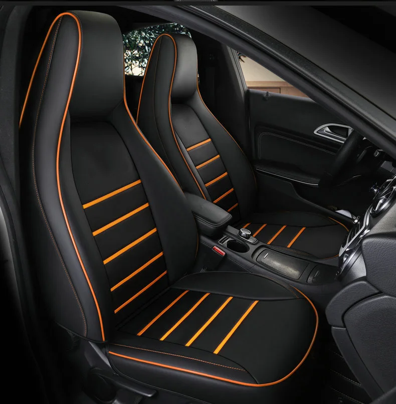 Пользовательские сиденье автомобиля кожаный чехол для гаражи Моррис MG7 MG3SW MG5 MG3 пульт mg GS GT ZS MG6 HS TESLA MODEL-X авто аксессуары дизайн автомобиля - Название цвета: Black orange