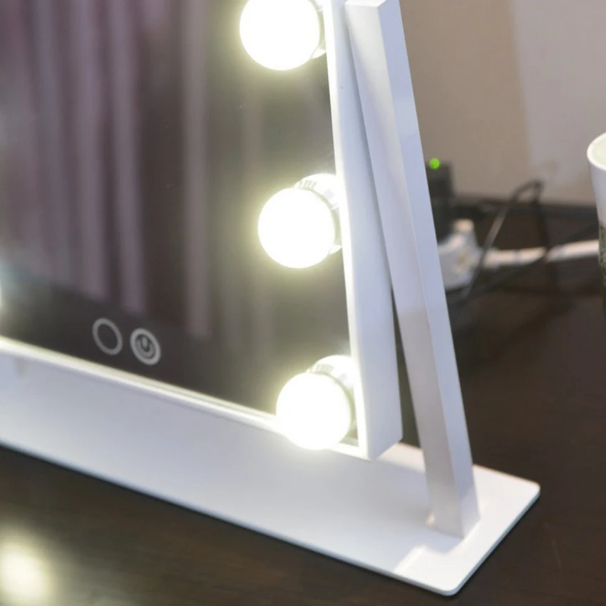 Профессиональный голливудский большой светодиодный зеркало для макияжа 12 больших лампочек косметическое зеркало с сенсорным экраном и часами