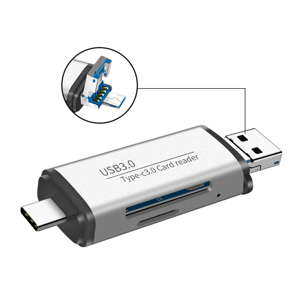 SD TF Card Reader Aluminum Alloy USB 3 0 Type c Micro USB Card Data Interaction 2