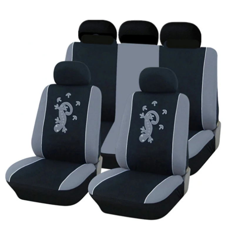 

Gray Giant Salamander Pattern Car Polyester Fabric Embroidery Car Seat Cover Universal Fit Most Vehicle Accessories