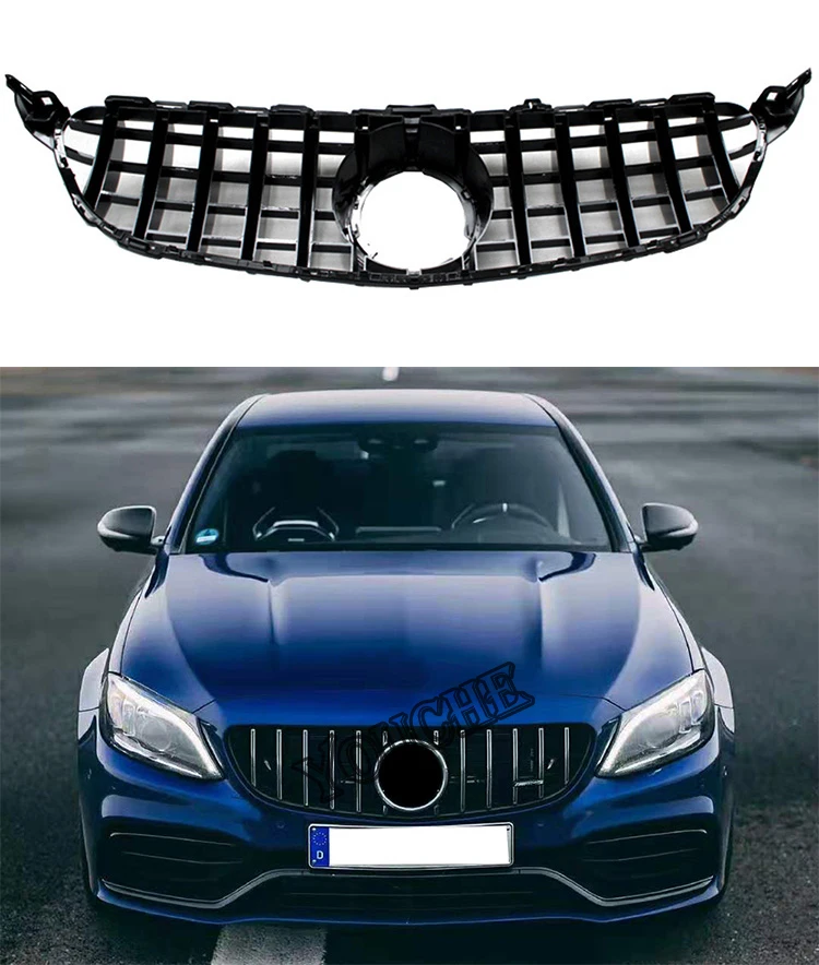 Новинка 19 W205 GT Grill GT R Решетка переднего бампера для Mercedes C W205 C180 C200 C300 C350 C43 AMG спортивная модель гриль GTR сетка