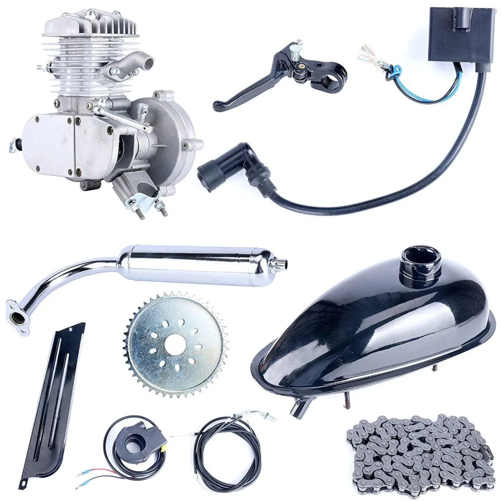 Excellent Silver 80cc 2-Stroke Petrol Gas Motor Engine Kit DIY Motorized Bicycle Bike 2