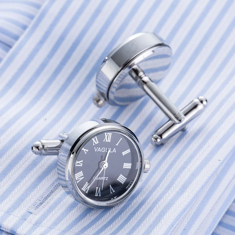 Goedkoop Nieuwe Collectie Real Horloge Manchetknopen VAGULA Klok manchetknopen Met Batterij tourbill Machine Core Mechanische Gemelos