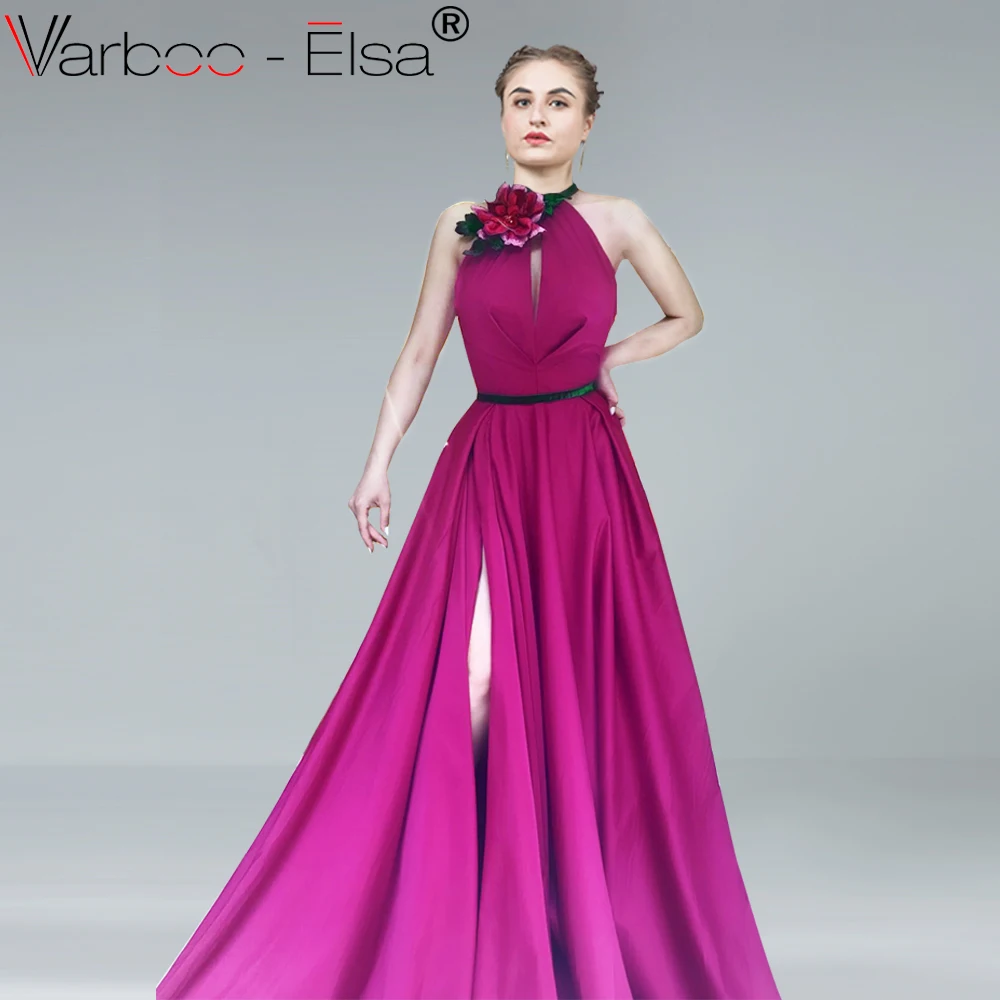 VARBOO_ELSA vestido longo элегантное розовое красное вечернее платье без рукавов с лямкой на