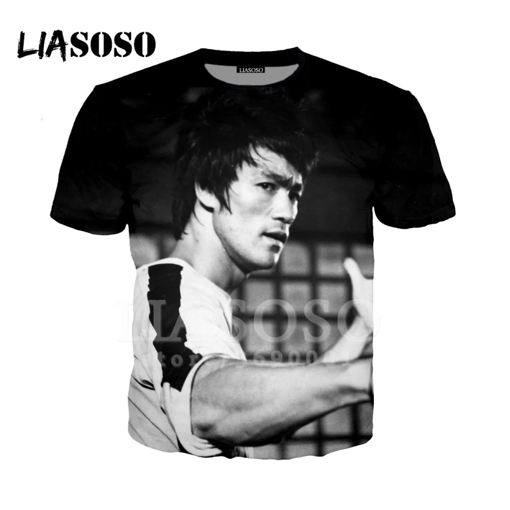 LIASOSO/новая футболка, 3D принт, унисекс, дизайн, Брюс Ли Конг фу, Китай, хорошее качество, круглый вырез, крутые хип-хоп повседневные футболки, топы, A163