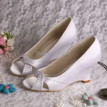(20 Colors)Custom Handmade Toe Open Woman Shoes Bride Wedding with Wedge