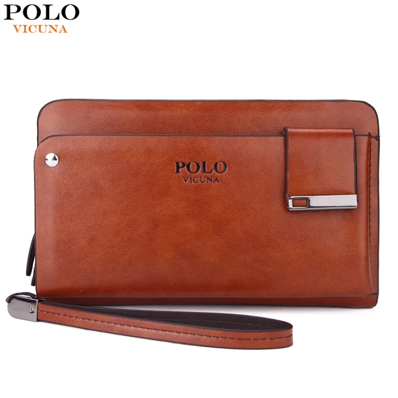  VICUNA POLO New Arrival High Capacity Leather Men's Clutch Wallet With Rotatable Card Holder Famous Brand Leather Men Wallets 