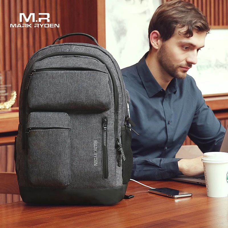 Mark Ryden Man Backpack Multi-layer Space 15.6 inch Laptop USB Recharging Travel Male Bag Anti-thief Mochila