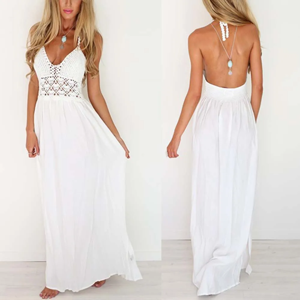 

2019 Mesh Split Sexy Long Dresss White Women Bikinis Beach Cover Ups Hollow Out Swimsuit Bathing Suits Deep V Neck Beachwear