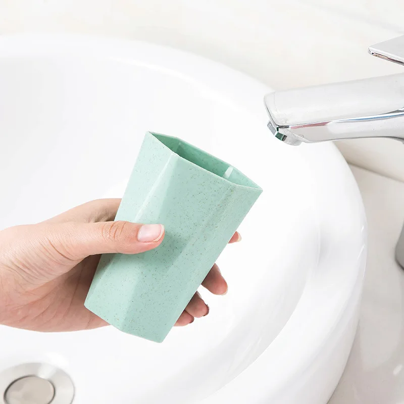 Mouthwash Cup Wash Cup Geometry Couple brush teeth Cup Nordic Wind Water Cup Wheat Straw Toothbrush Holder Geometric