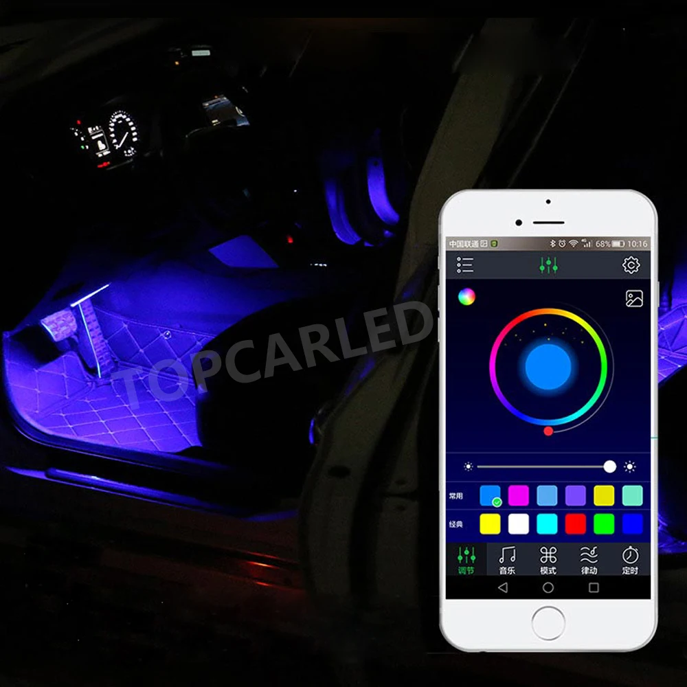 

4Pcs 12V Car LED Strip RGB Light 5050 SMD Car Auto Remote Control Decorative Flexible LED Strip Android iOS Phone APP Control