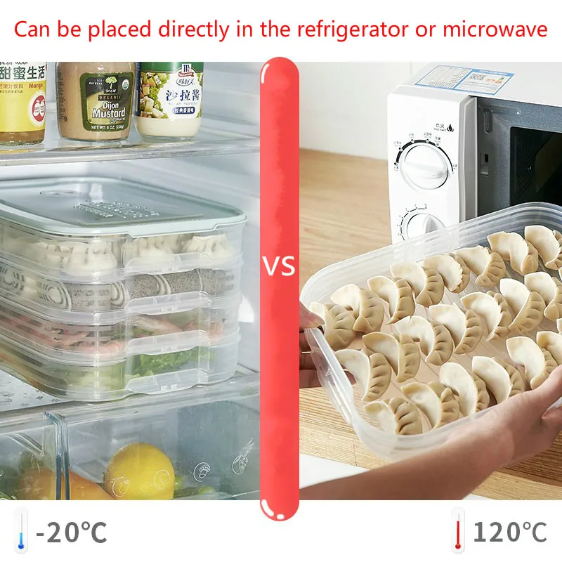 Многослойный пластиковый ПП ящик для хранения пельменей, холодильник, замороженные пельмени, лоток, бытовой контейнер для хранения еды mx6211523