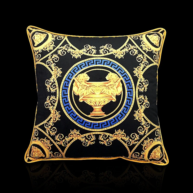 

45*45cm Classical royal velvet yellow black leopard print style pillow cover luxury backrest decorative comfortable pillowcase