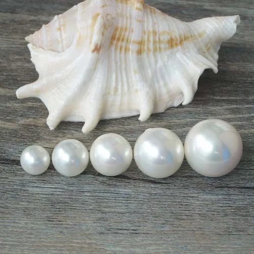 

White Sea Shell Beads Round Half-Drilled Loose Bead for Jewelry Diy Making