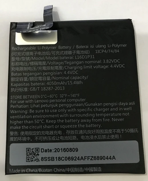 

3.82V 4050mAh L16D1P31 For Lenovo Phab2 pro PB2-690M Battery