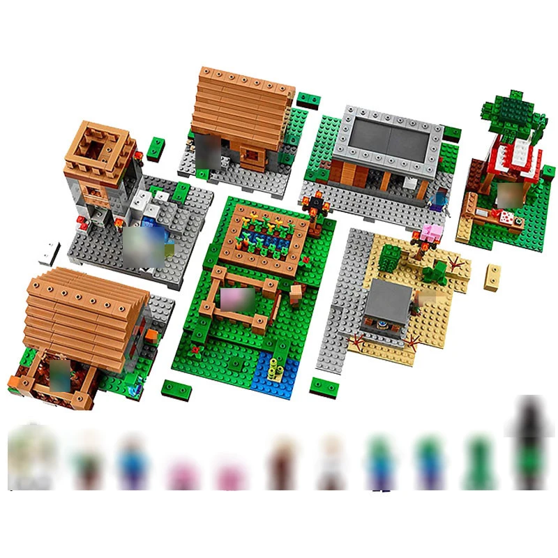 

Compatible Minecraft My World Village Steve Alex Zombie Model 1673pcs Building Blocks Set Children Toy Minecraft