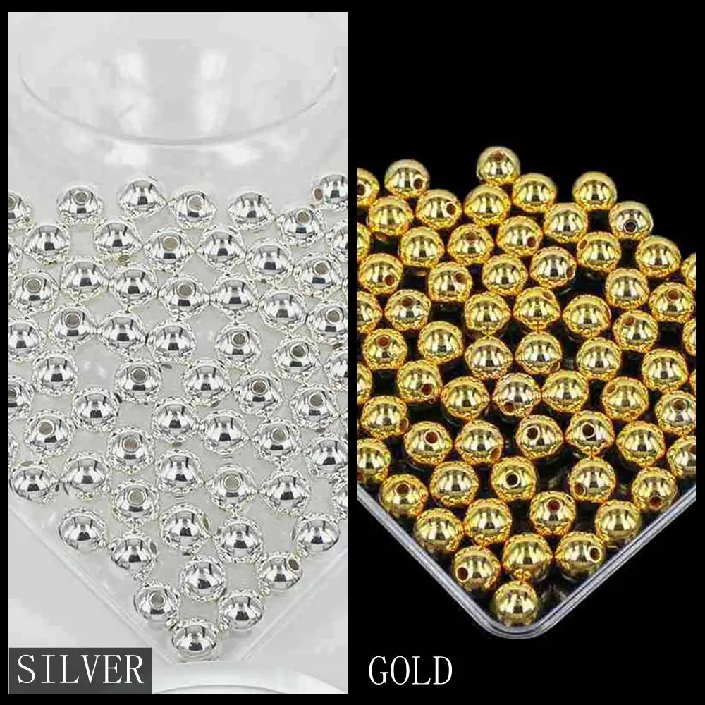 

Imitation Pearls Round Shape Straight Hole Resin Spacers For Jewelry Accessories Gold And Silver Plate CCB UV Coating Many Sizes