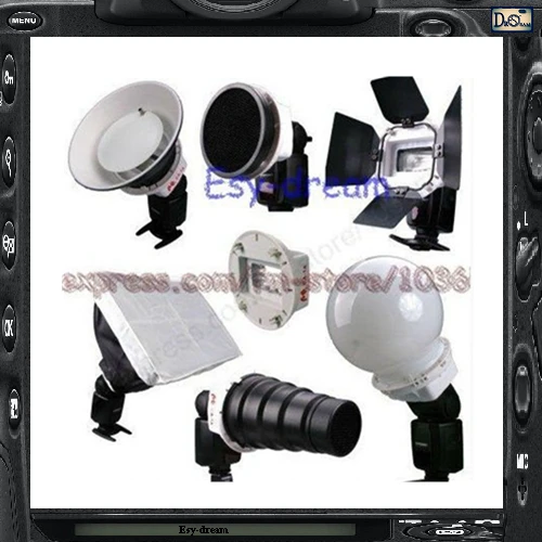 

6in1 Flash Speedlite Accessories Kit Adapter Softbox Diffusor for Nikon SB-27 SB-28 Yongnuo YN465 YN467 YN468 II PF009