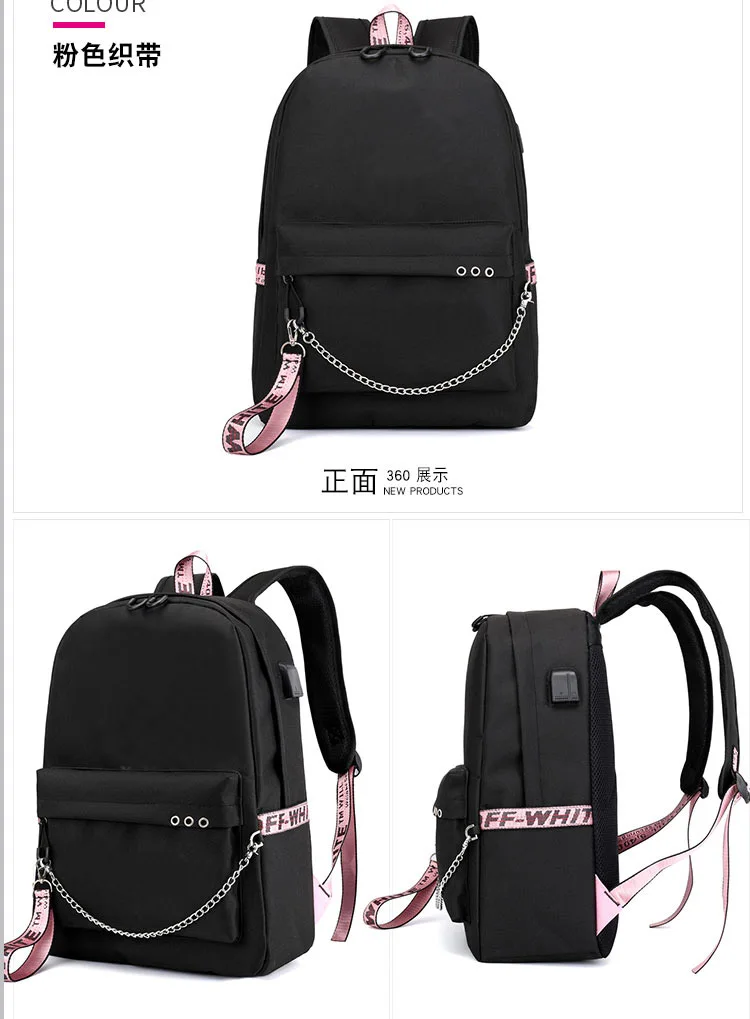 Высококачественный черный розовый рюкзак с принтом розы Лизы, рюкзак для ноутбука с usb зарядкой, женский розовый рюкзак, холщовые школьные сумки