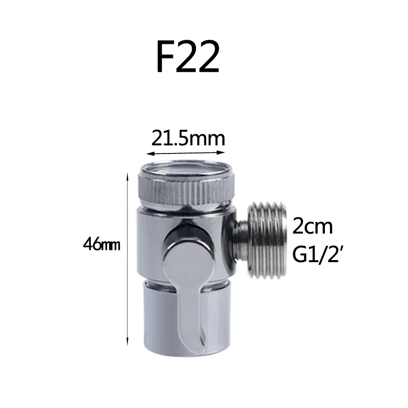 Хромированный медный смеситель для раковины аэратор F22 M24 G1/" отводной адаптер для туалета, биде, опрыскиватель, душ, стиральная машина, соска - Цвет: F22mm