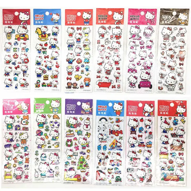 

10pcs Hello Kitty 3D Bubble Stickers Children's Cartoon Cat Stickers For Scrapbook Notebook For Children's Toy