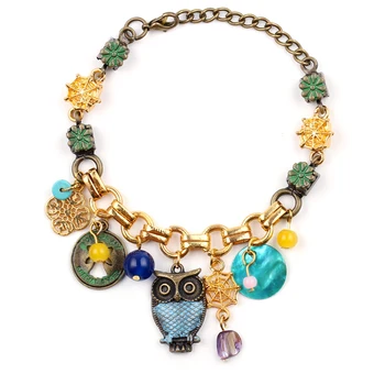 

New Cute Owl Colorful Beads Bracelets for Women Special Angel Letter Charm Alloy Bracelet Women Accessories Gift Wholesale