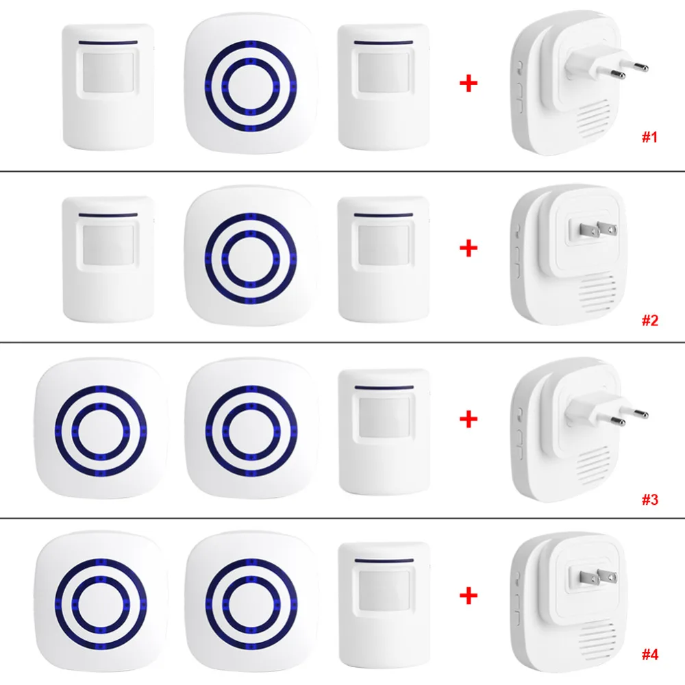 

110V-240V Wireless Doorbell PIR Infrared Sensor Motion Detector Entry Door Bell Alarm w/ Receiver & Transmitter EU/US Plug Hot