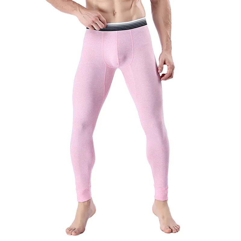 Новые однотонные Цвет зима-осень Для мужчин s пижамы Брюки для девочек сексуальный мужской Пижамные штаны для мужчин модные Для мужчин пижамы Теплый под Брюки для девочек Мотобрюки - Цвет: Pink