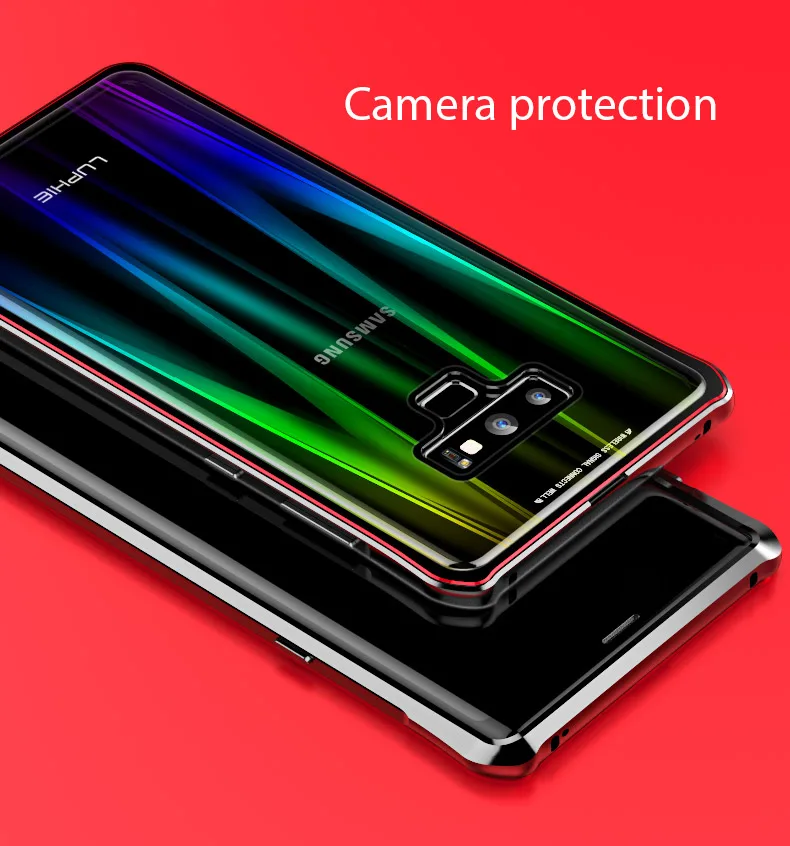 LUPHIE Laser Aurora Magnetic Case For Samsung Galaxy Note 9 Metal Bumper (3)