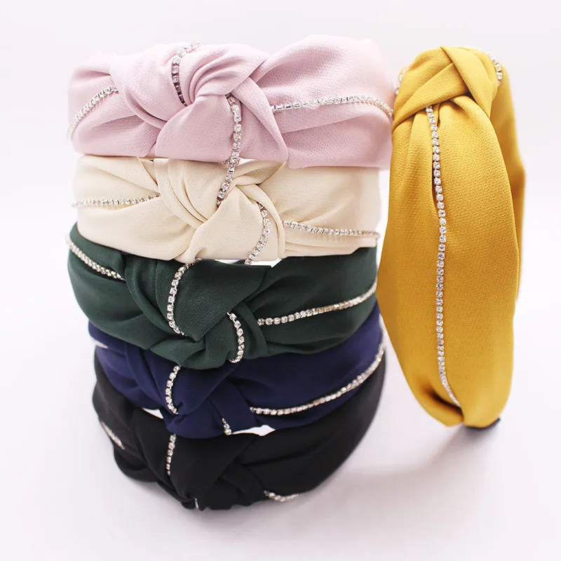 

Bohemian Satin Rhinestone Knotted Hairband Knot Headband Hair Accessories Hair Jewelry