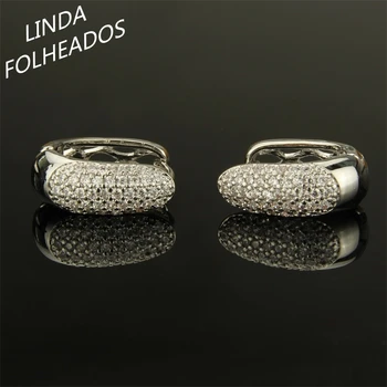 

New Designed Hot Sale Gold/Silver Color AAA Cubic Zirconia Bridal Wedding Brincos for Women Hoop Earrings Gift Anniversary