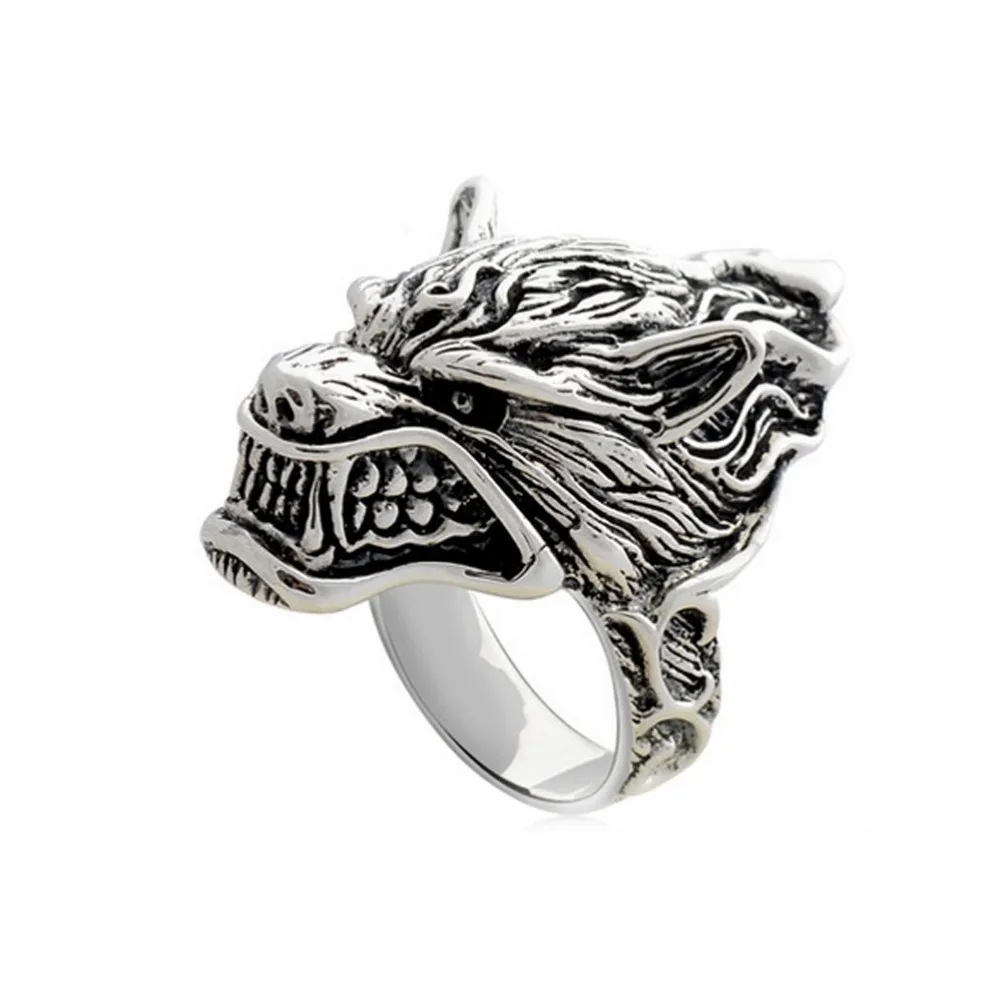 

Jade Angel Vintage Sterling Silver Wolf Caput Thailand 925 Silver Ring Fine Jewelry Men's Ring Birthday Gifts Free Shipping
