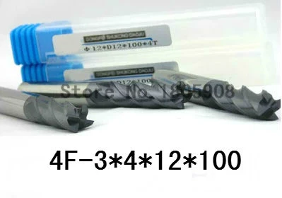 

4f-3, 0*4*12*100 4 Длинные карбидные торцевые фрезы с четырьмя канавками, удлиненная длинная карбидная квадратная торцевая фреза, токарный инструмент, cnc, машина