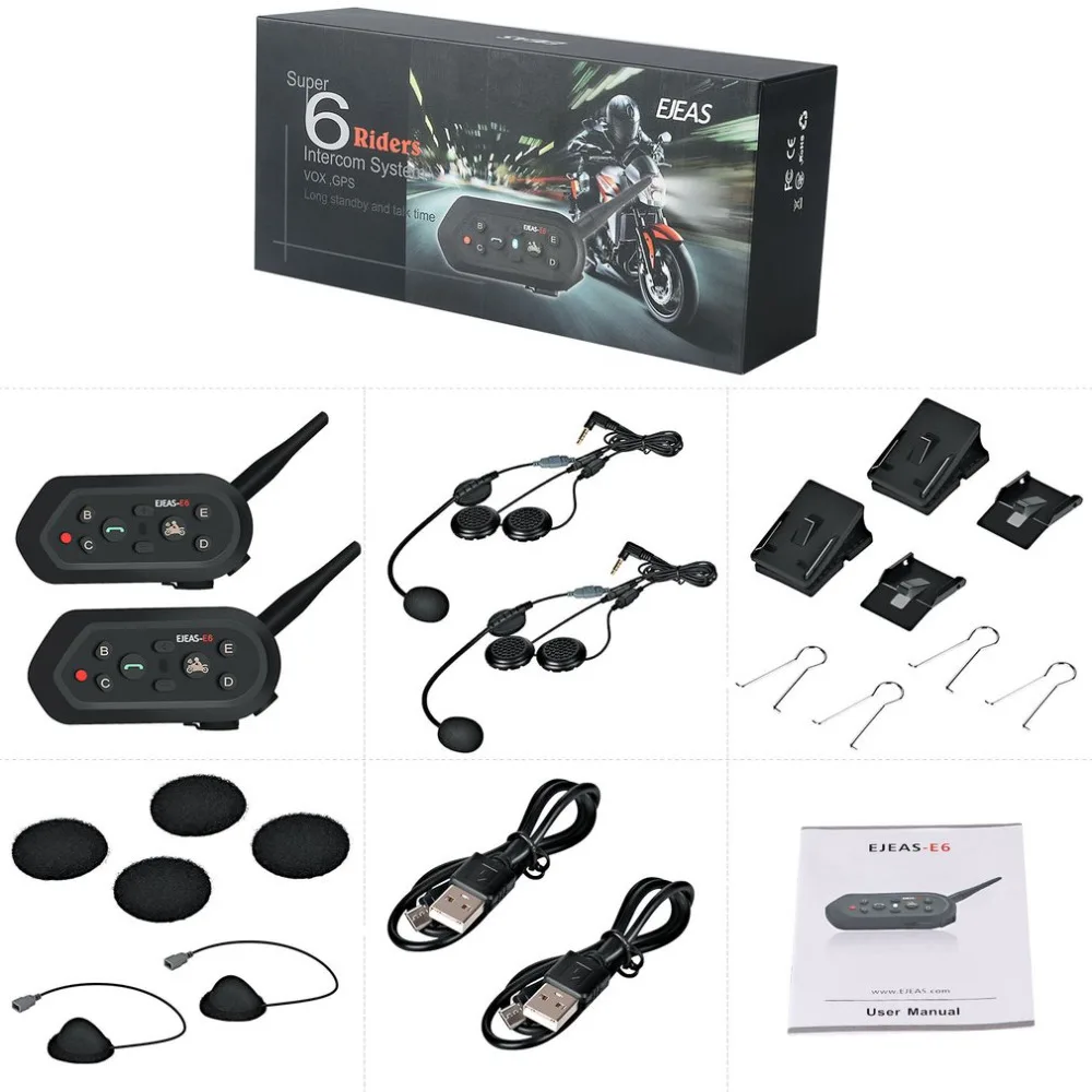 2 x 1300M Bluetooth Motorcycle Bike Helmet Interphone Headset