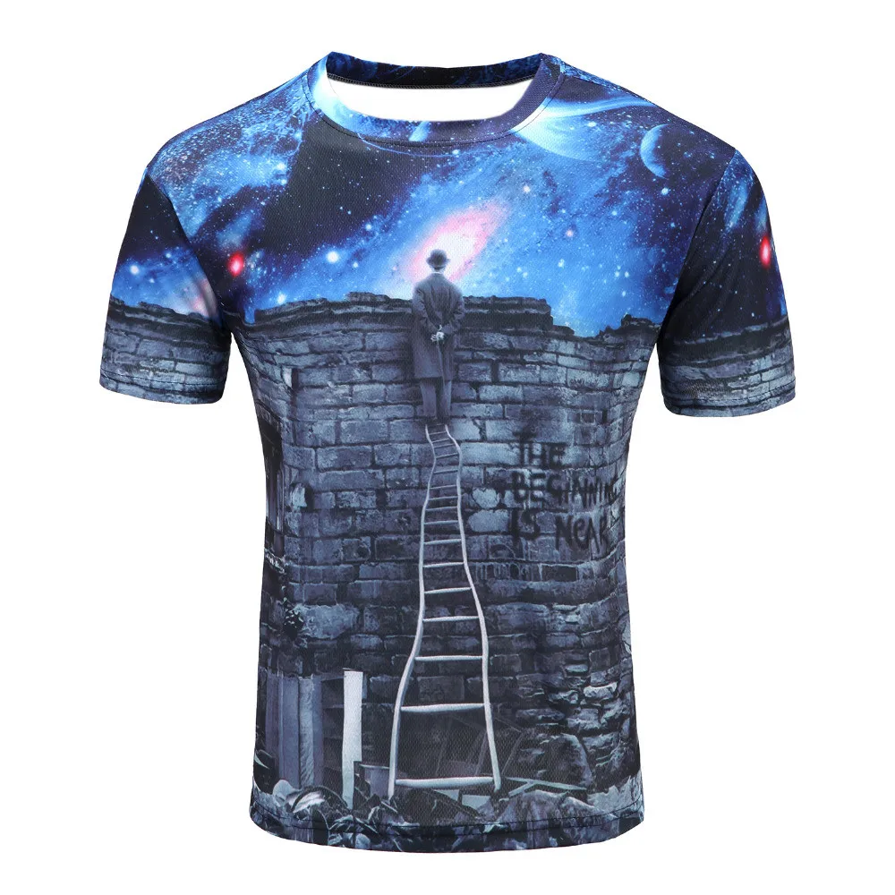 

more new Galaxy space printed shirt T shirt summer creative men of new 3D Short sleeve tee shirts female psychedelic clothes
