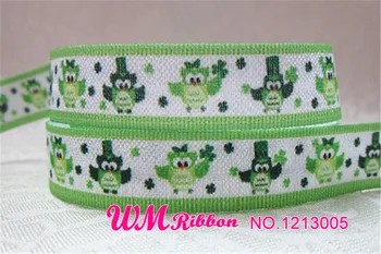 

Q&N ribbon wholesale/OEM 5/8inch Saint Patrick's Day folded over elastic FOE 50yds/roll free shipping for hair tie