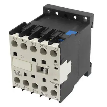 

CJX2-K0601 36 Volts Coil 35mm DIN Rail 6A Three Pole 3P 1NC AC Contactor