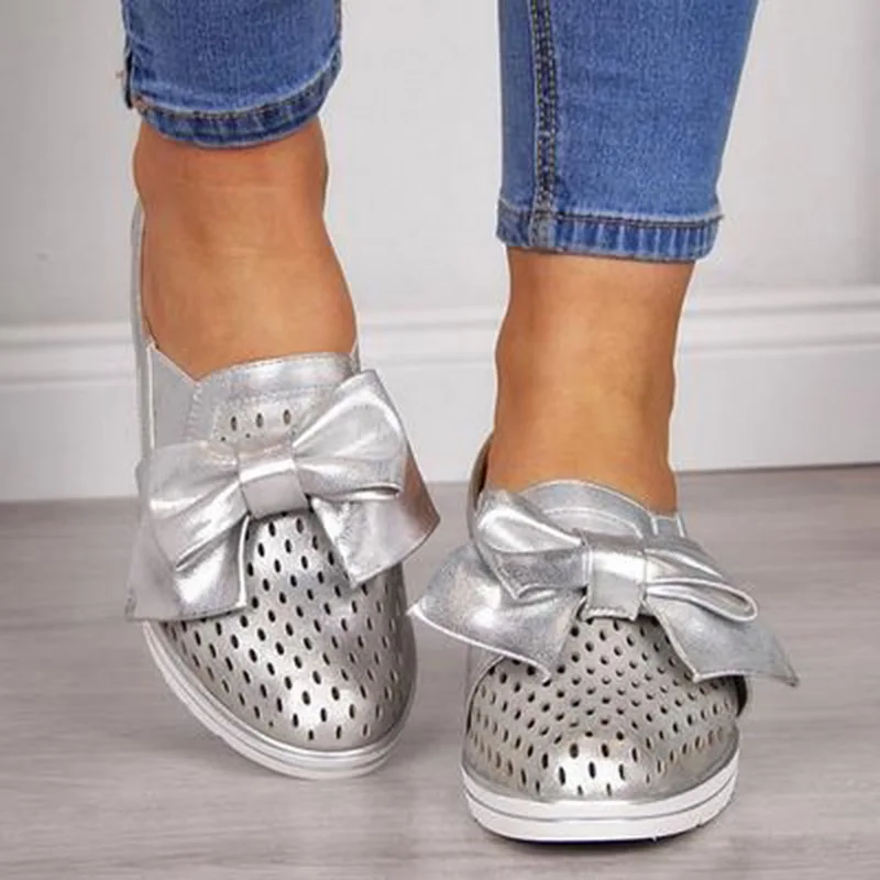 

drop shipping New fashion Women's flats Fashion Bowknot Slip On Platform Sneakers Wedges Loafers Casual Shoes