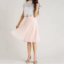 Женские шифоновые юбки длиной до колена трапециевидная шифоновая плиссированная юбка SAIAS короткая юбка трапециевидной формы на молнии персонализированные женские юбки