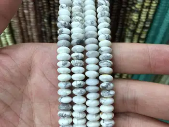 

8x4mm Smooth Howlite Rondelle Beads Saucer Spacer Beads Natural White Howlite Gemstone Rondelles Beading Jewelry Supplies 15.5"/