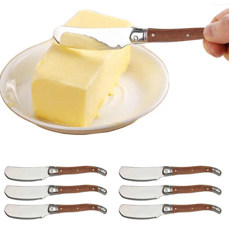 Stainless Steel Western Food Knife Butter Cutter With Wood Skidproof Handle Jam Spoon Dinnerware
